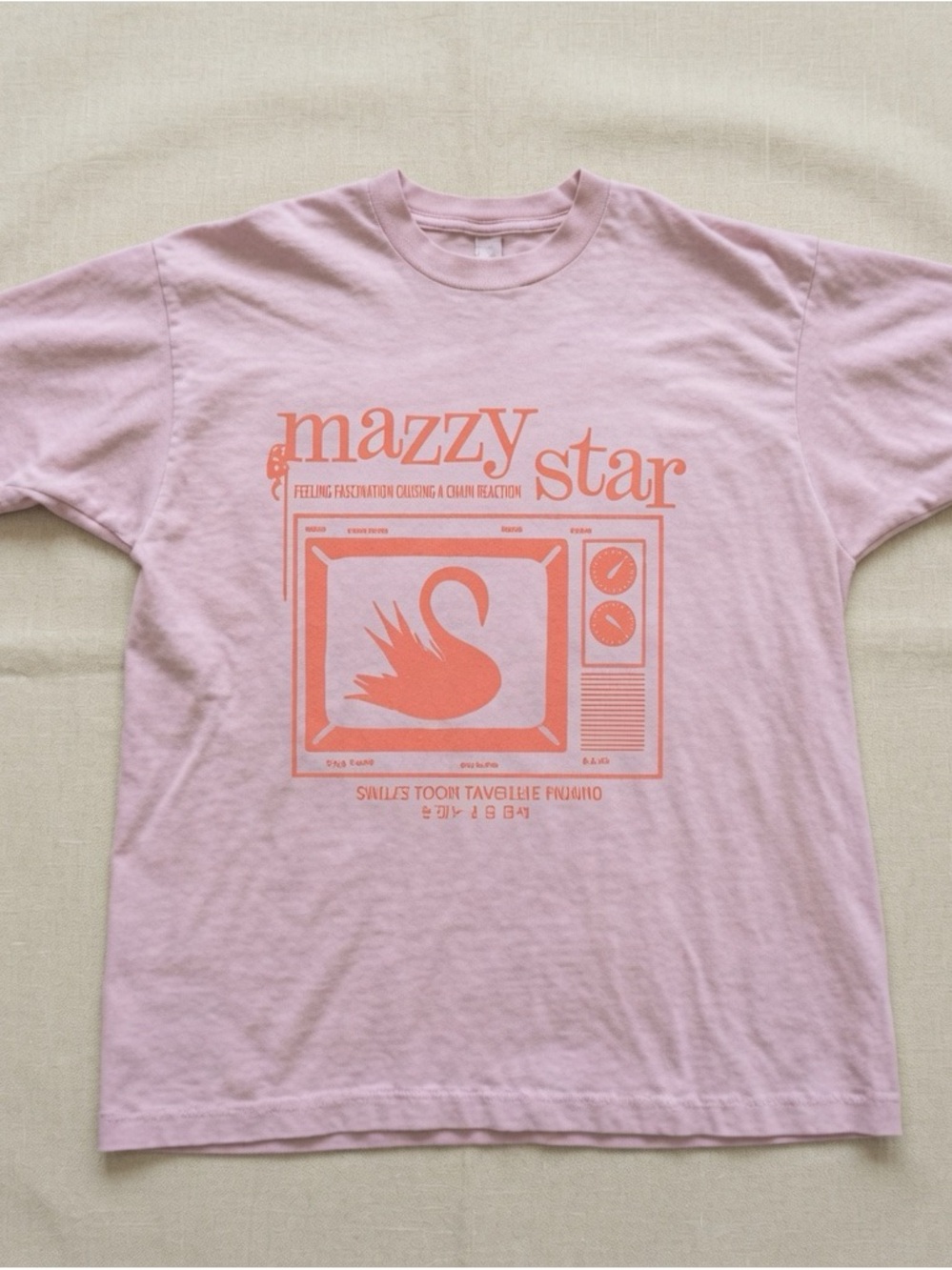 Graphic Light Pink Tee with Coral Screenprint